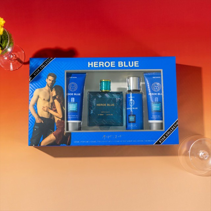 Picture of BODY LUXURIES HEROE BLUE 4 PIECE GIFT SET